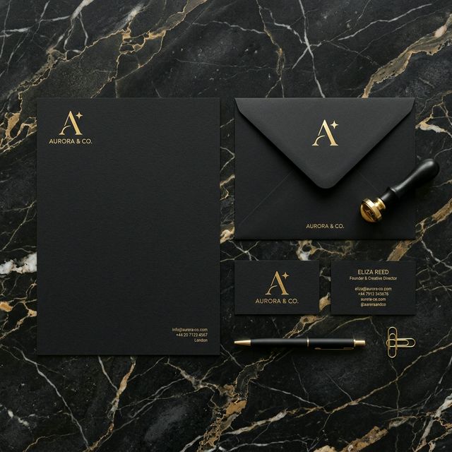 Brand identity design — logo, business cards, and letterhead
